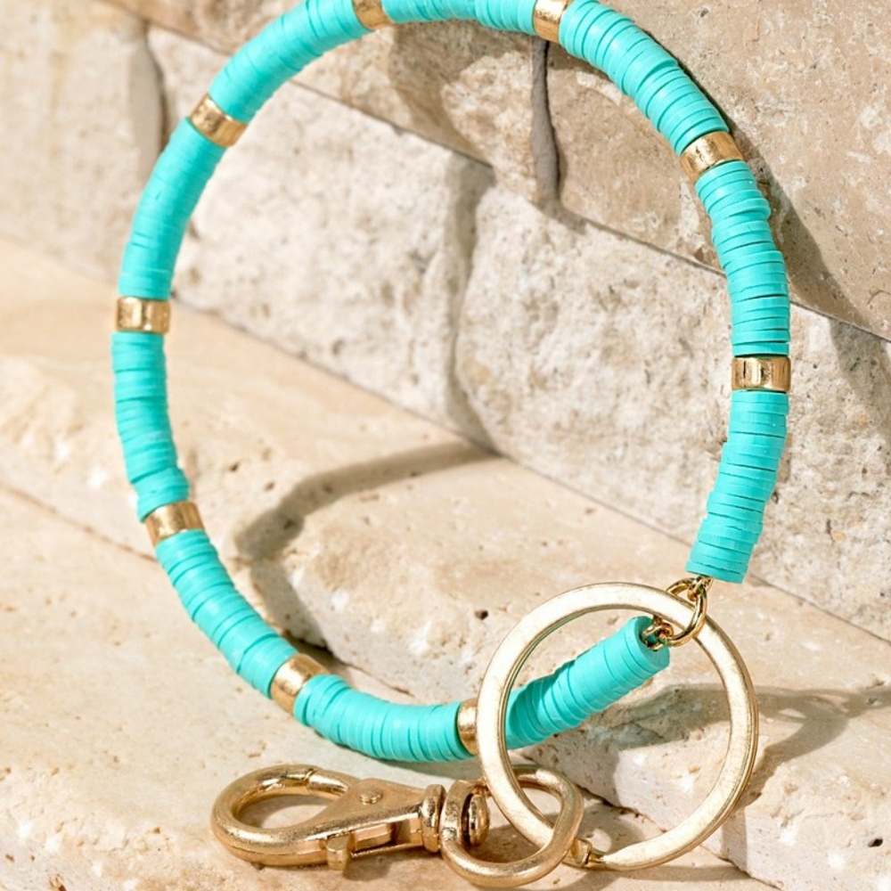 Turquoise & Gold Key Ring Bracelet
